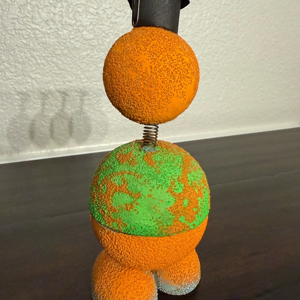 Vintage Paper Mache Quirky Orange and Green Figurine - Picture 2 of 4